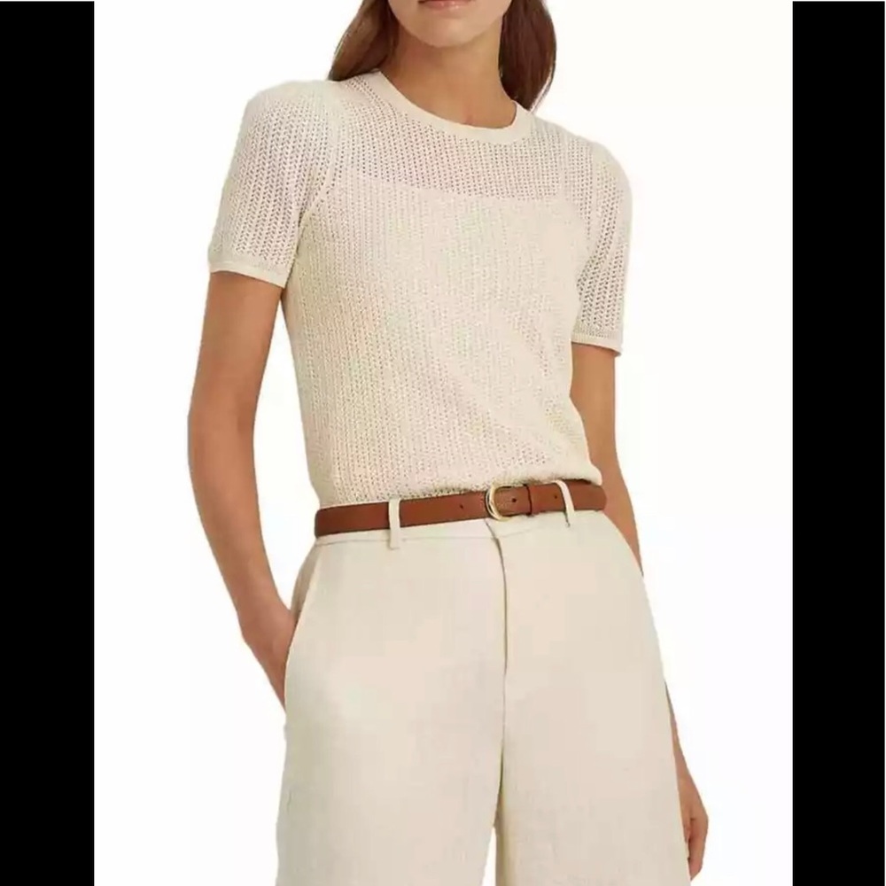 Lauren Ralph Lauren Pointelle Cotton Blend Sweated